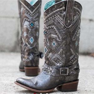 Corral black and teal boots